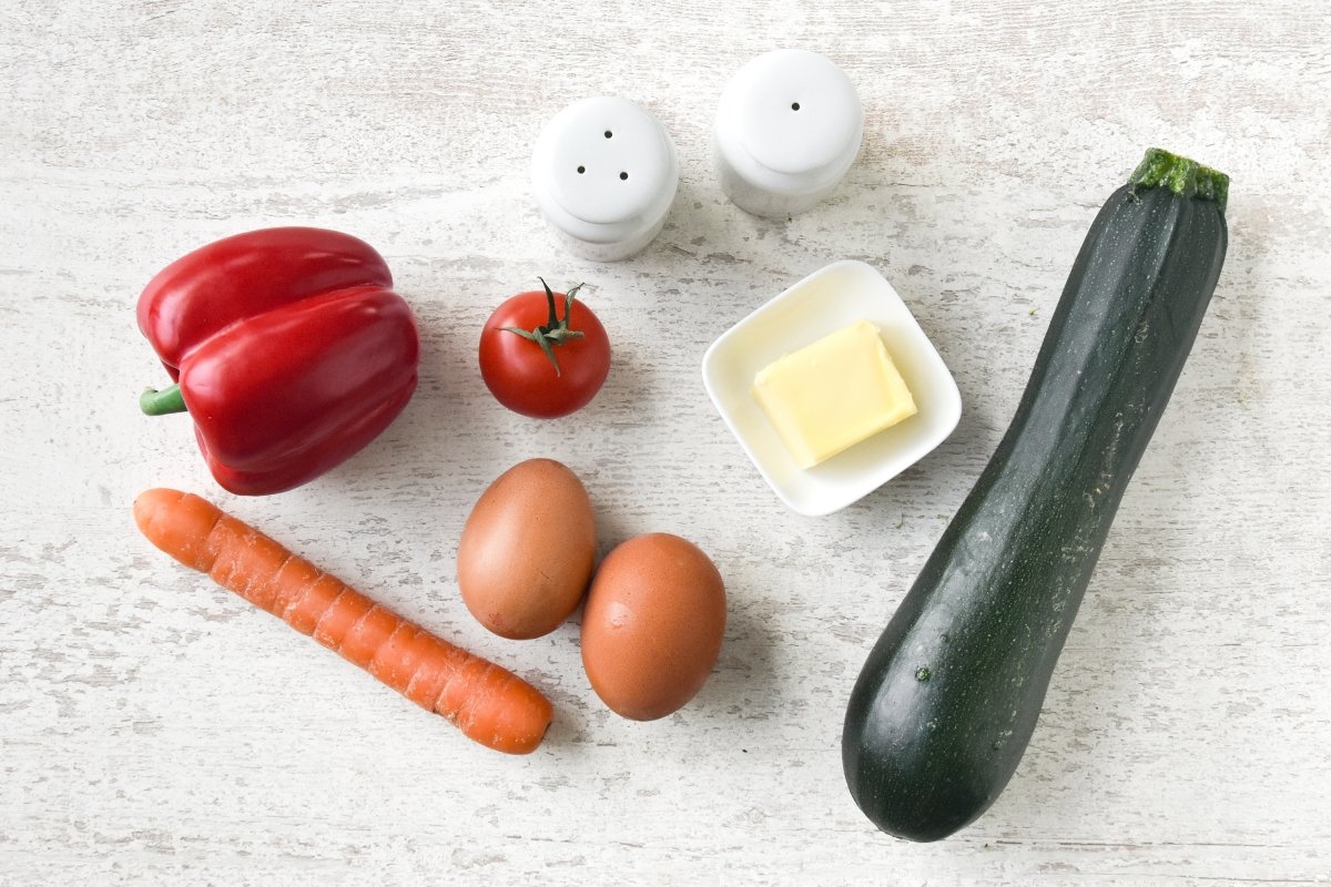 Ingredientes para preparar el revuelto de verduras