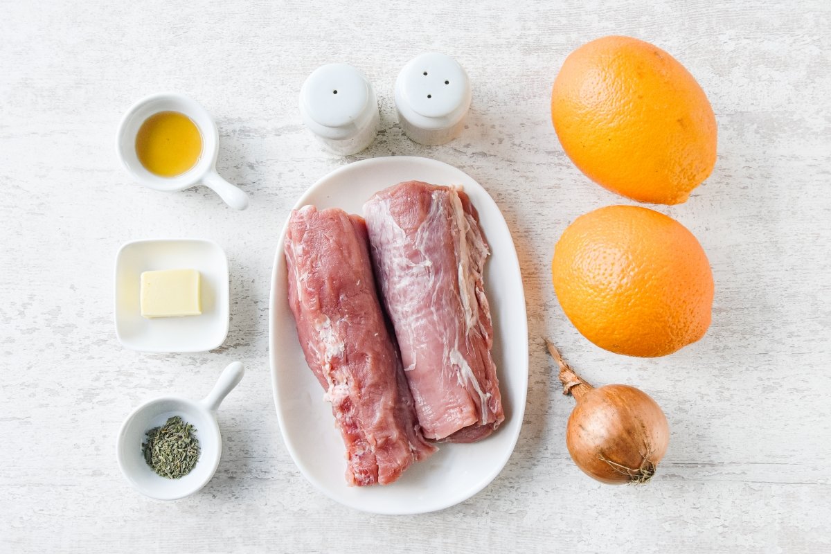 Ingredientes para preparar el solomillo de cerdo a la naranja