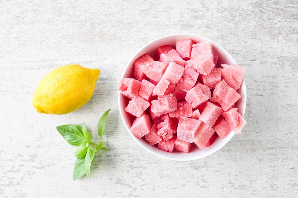 Ingredientes para preparar el sorbete de sandía