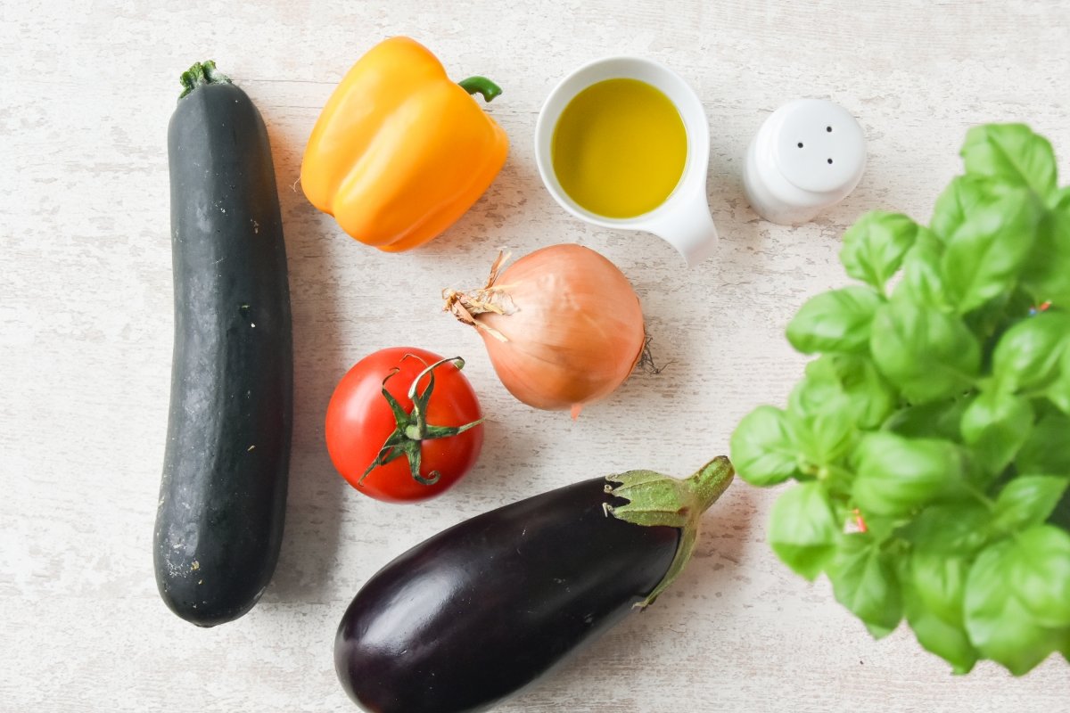 Ingredientes para preparar el timbal de verduras