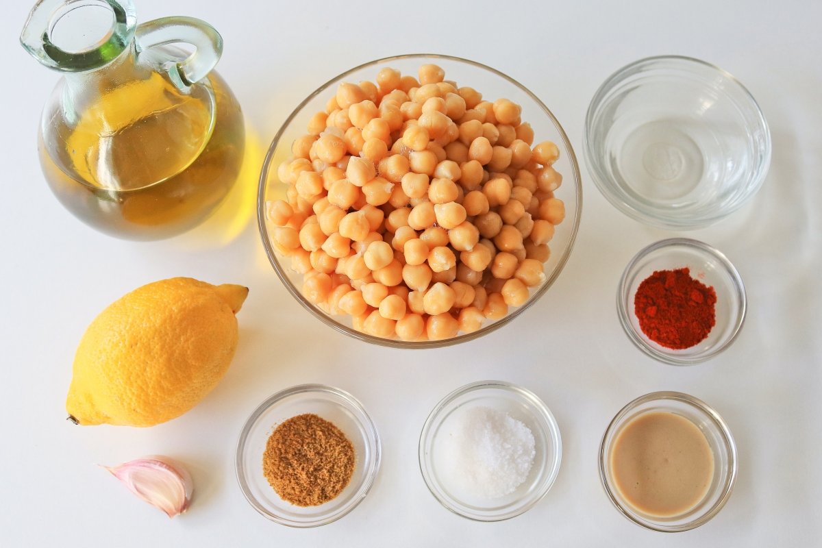 Ingredientes para preparar hummus