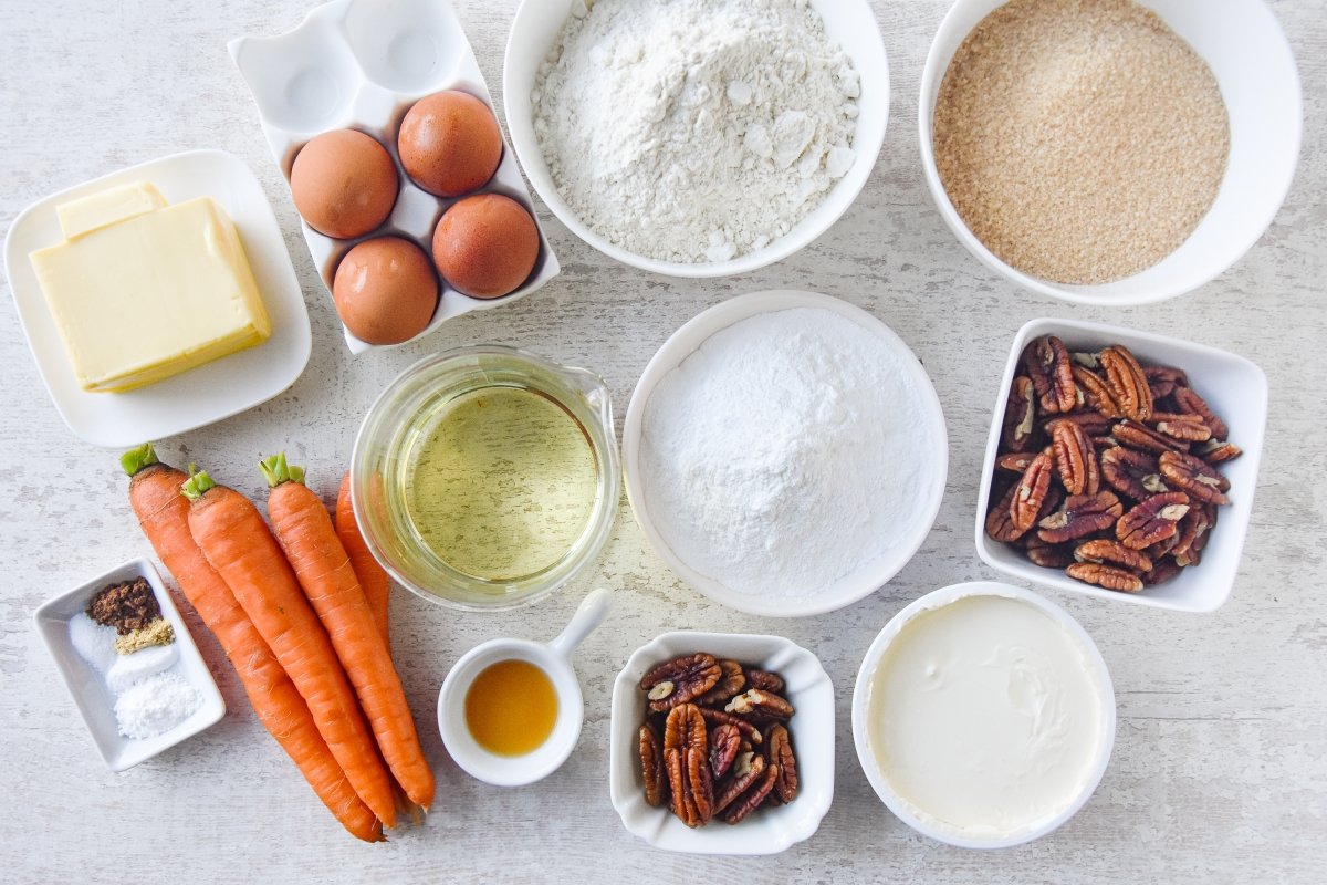 Ingredientes para preparar la carrot cake