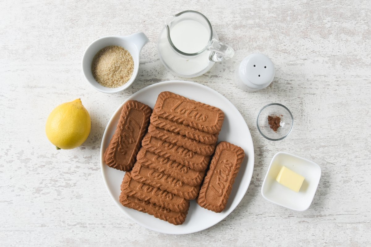 Ingredientes para preparar la crema de galletas Lotus