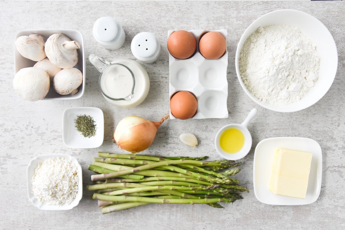 Ingredientes para preparar la quiche de espárragos trigueros