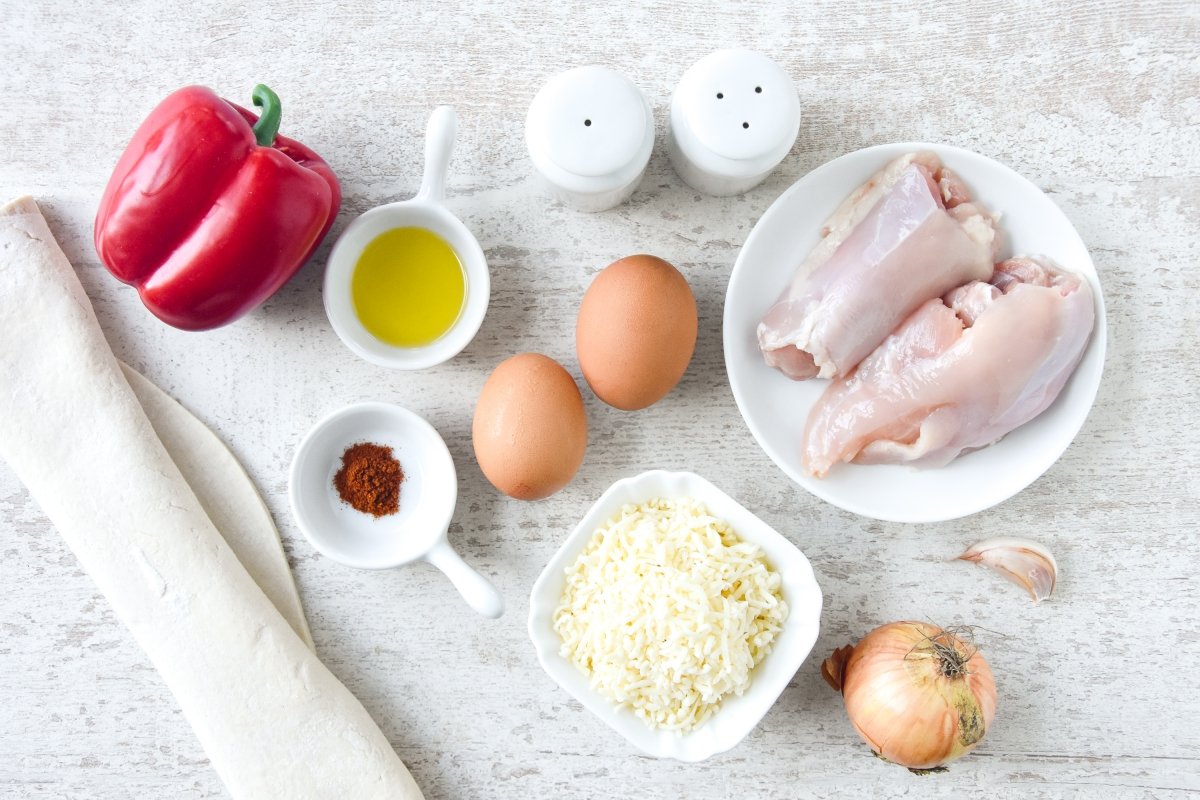 Ingredientes para preparar la quiche de pollo
