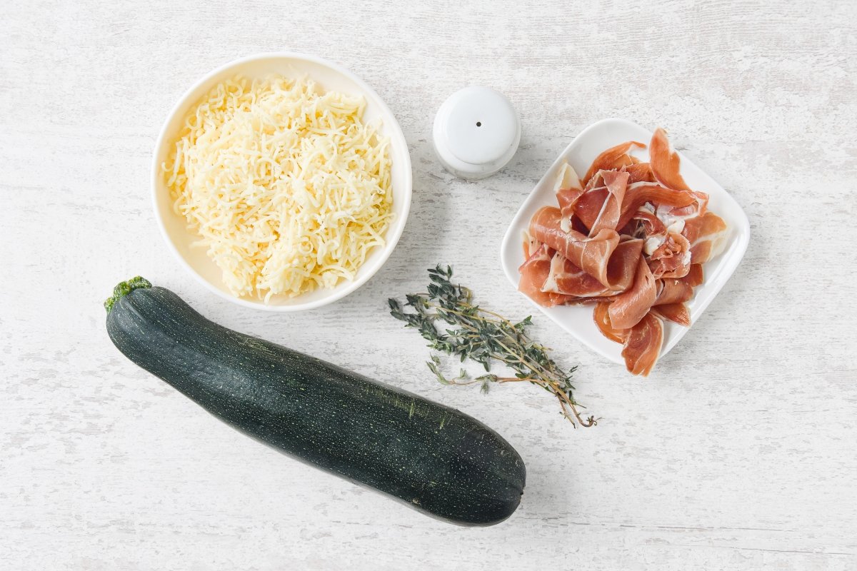 Ingredientes para preparar la sartenada de calabacín