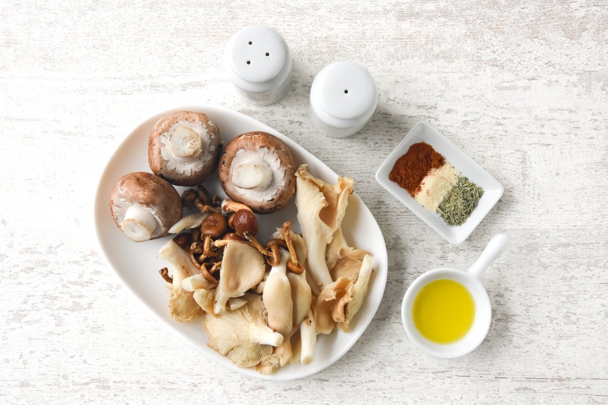 Ingredientes para preparar la setas en freidora de aire
