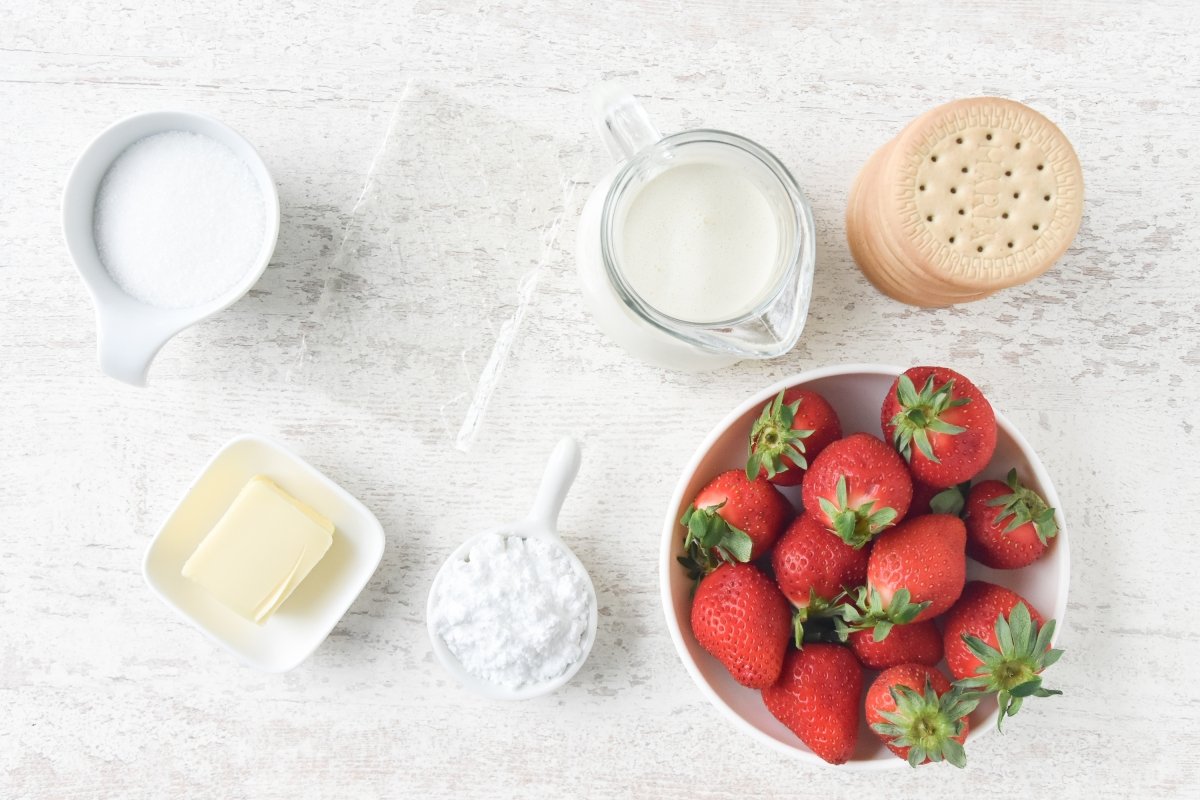 Ingredientes para preparar la tarta de fresas
