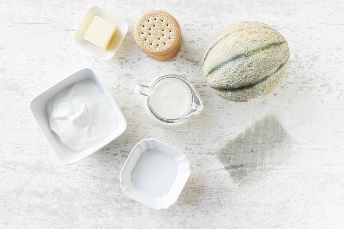 Ingredientes para preparar la tarta de melón