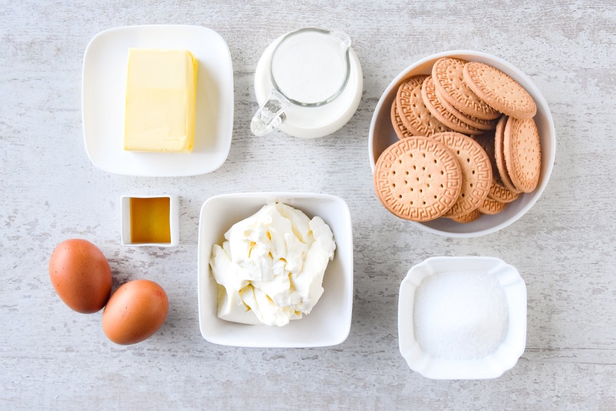 Ingredientes para preparar la tarta de queso al microondas