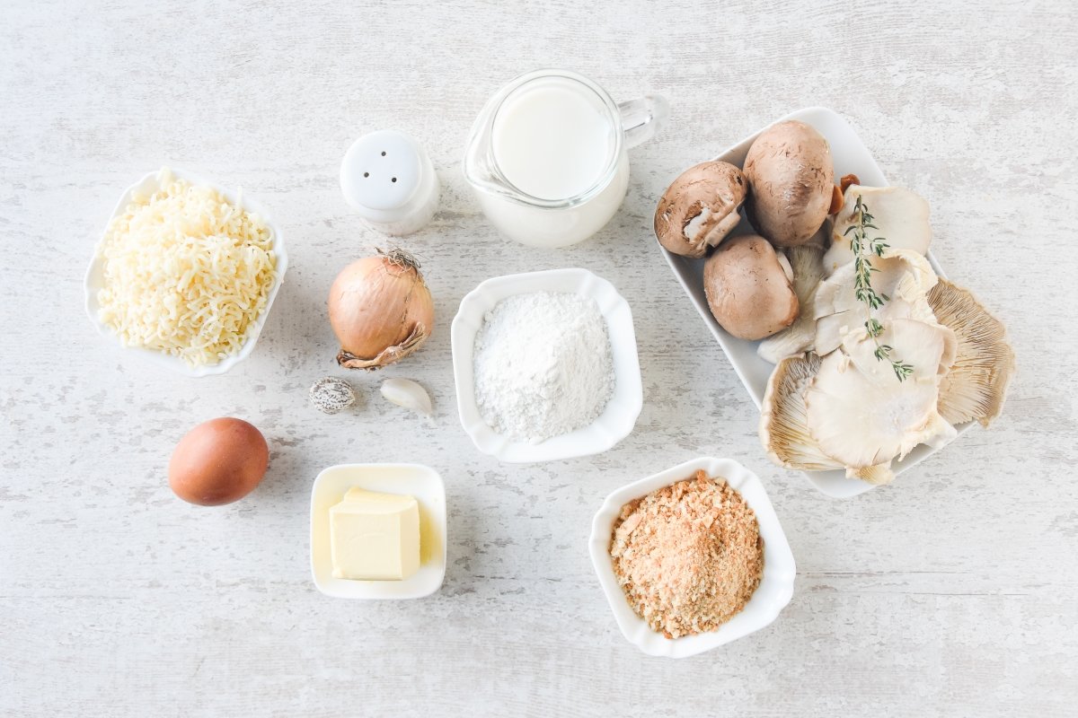 Ingredientes para preparar las croquetas de setas