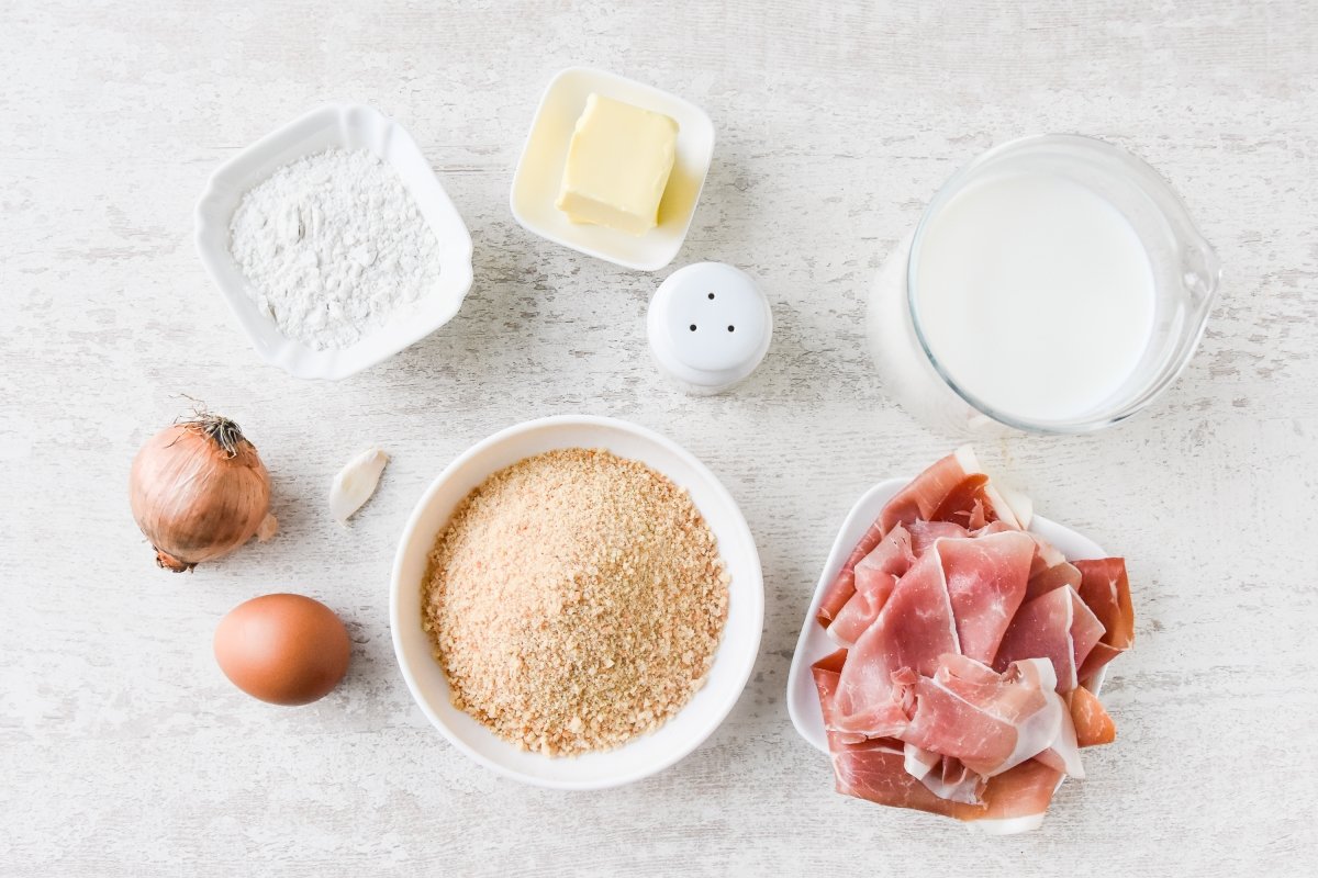 Ingredientes para preparar las croquetas sin gluten