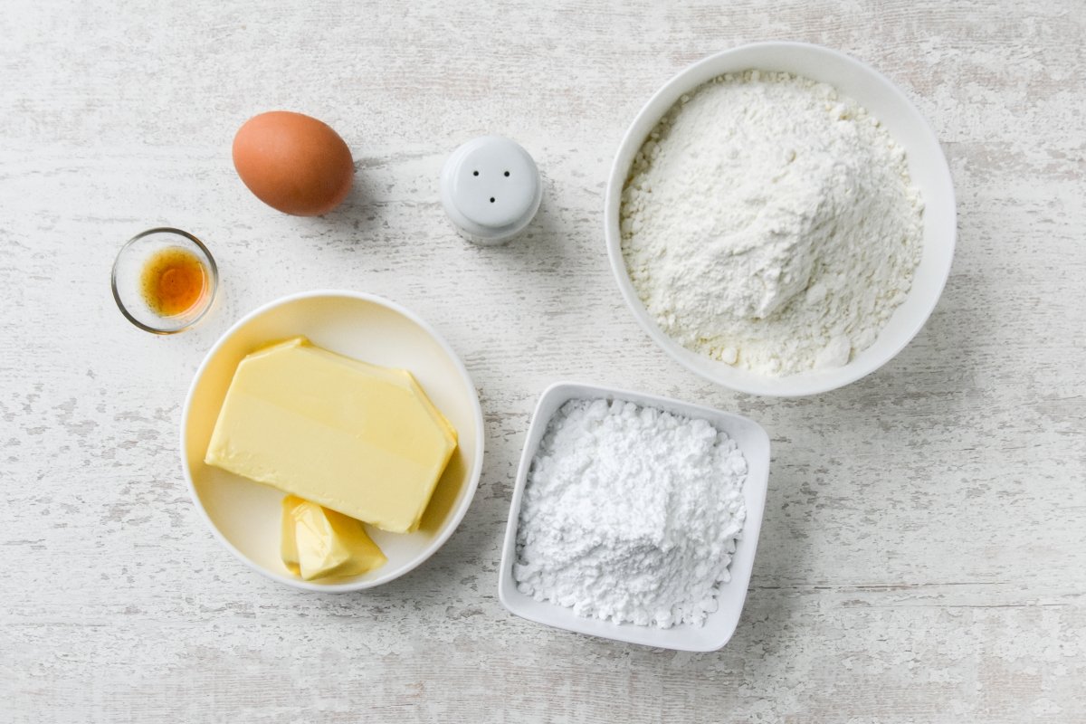 Ingredientes para preparar las galletas de mantequilla