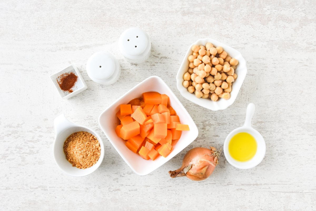 Ingredientes para preparar las hamburguesas de calabaza