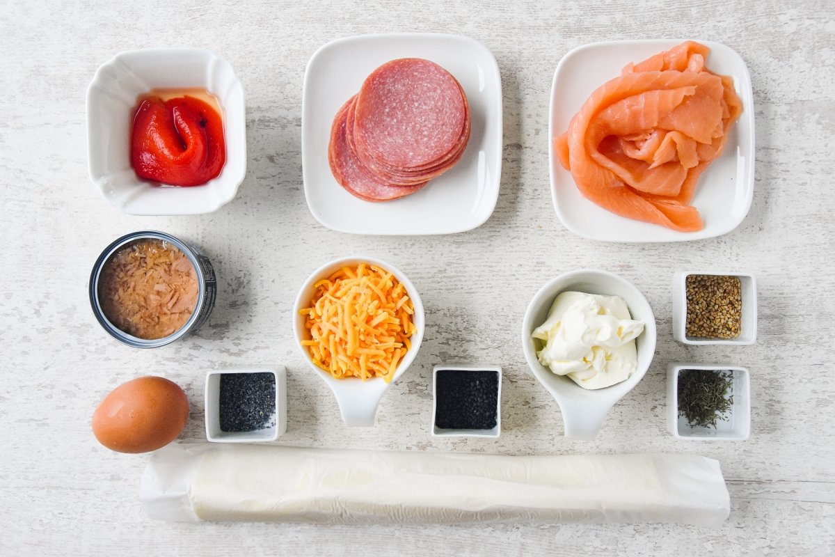 Ingredientes para preparar los bocaditos de hojaldre