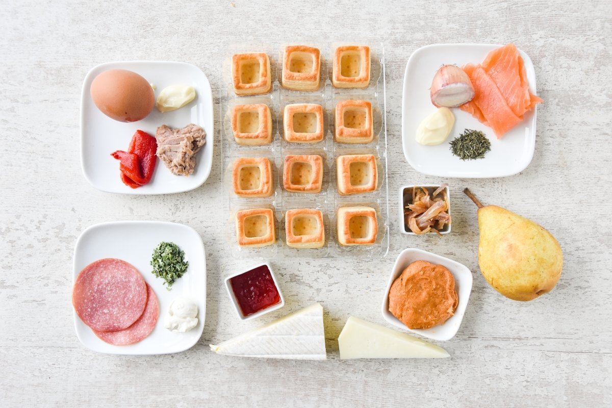 Ingredientes para preparar los volovanes rellenos