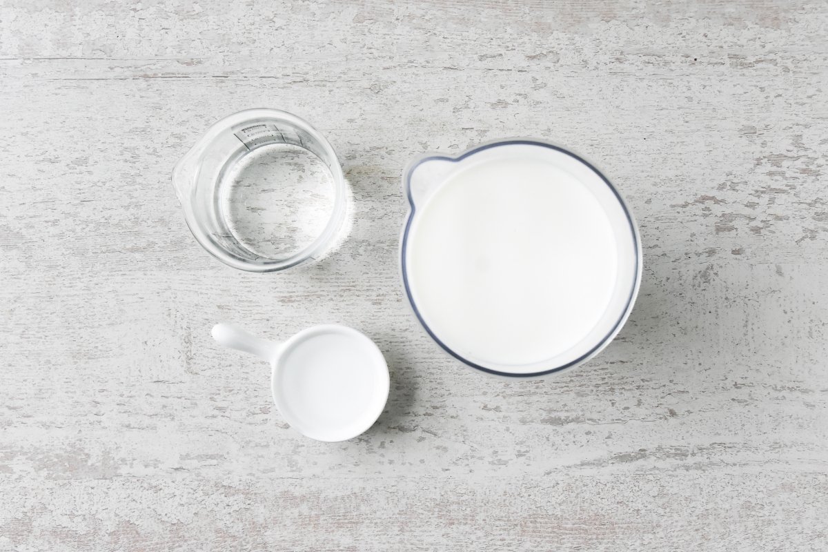 Ingredientes para preparar paneer, queso indio