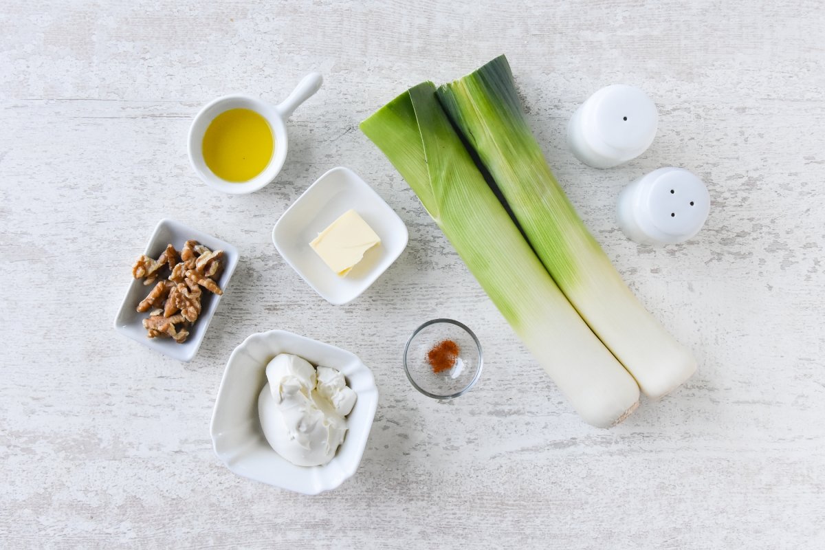 Ingredientes para preparar paté de puerros