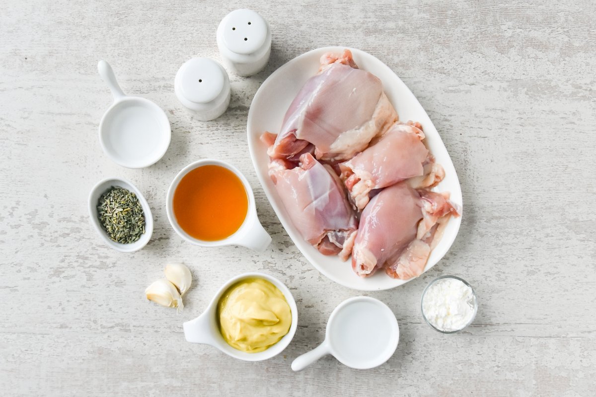 Ingredientes para preparar pollo con miel y mostaza