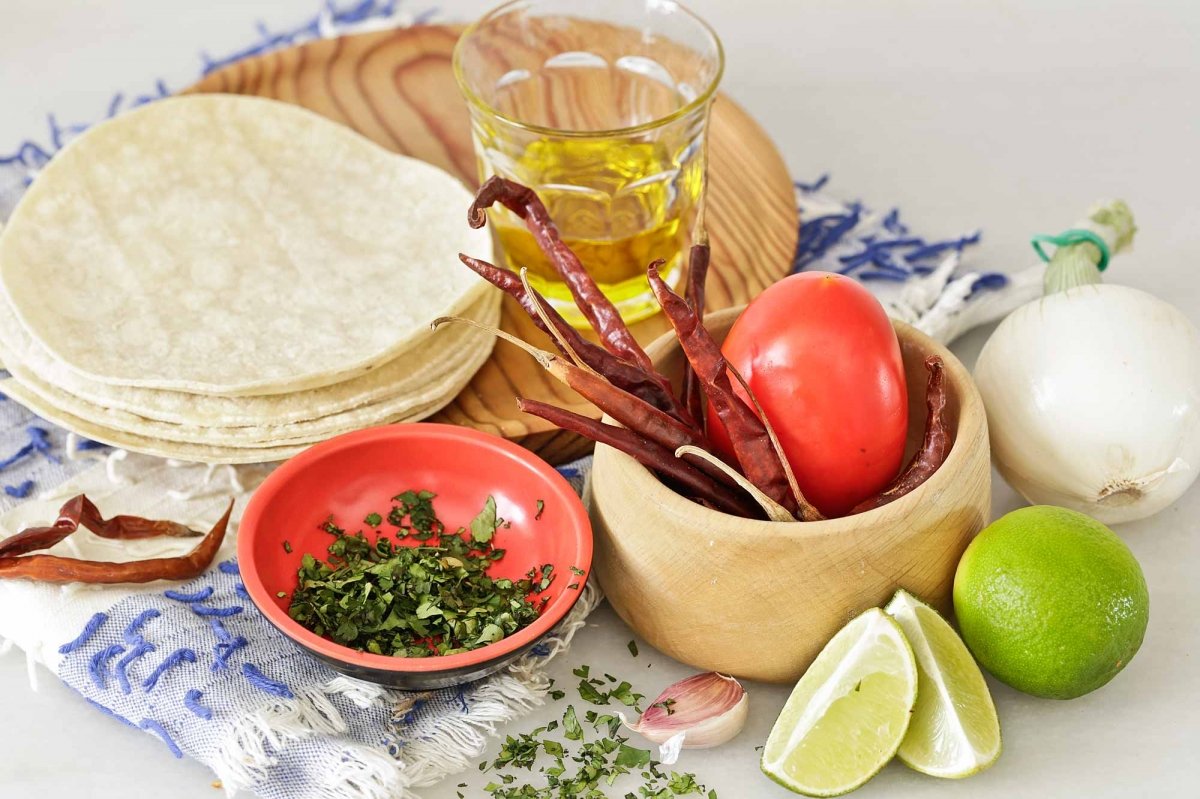 Ingredients for salsa and tacos