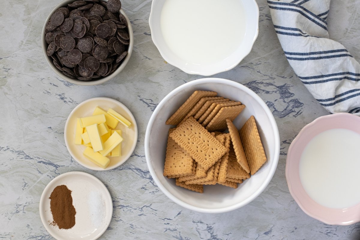 Ingredients for chocolate cake and cookies