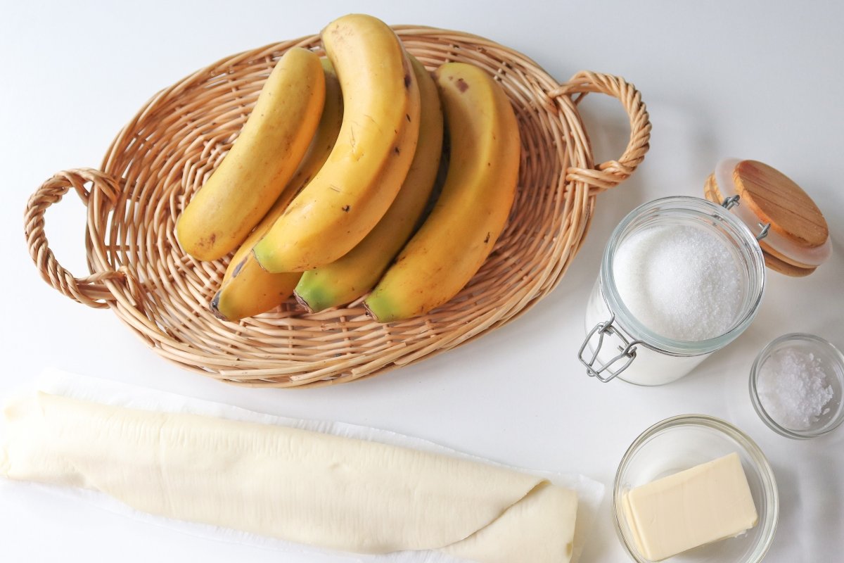 Ingredientes de la tarta Tatin de plátano