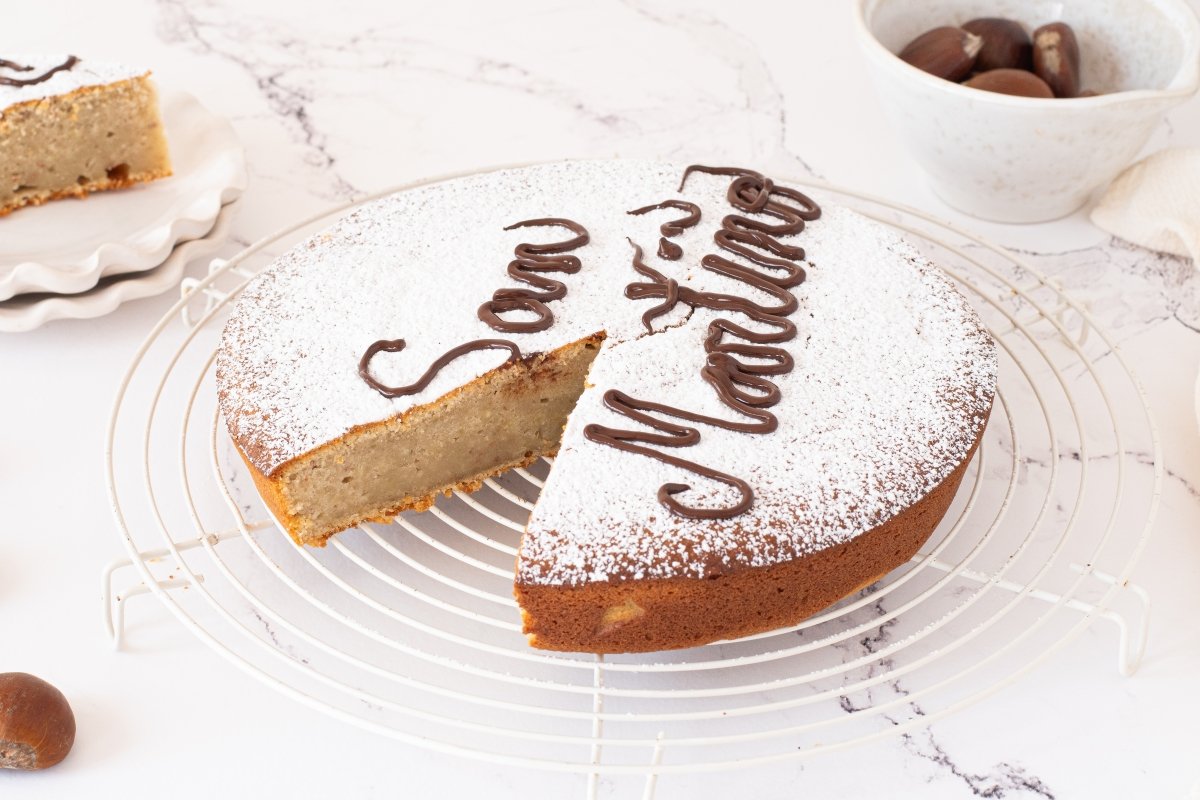 Interior de la tarta de castañas