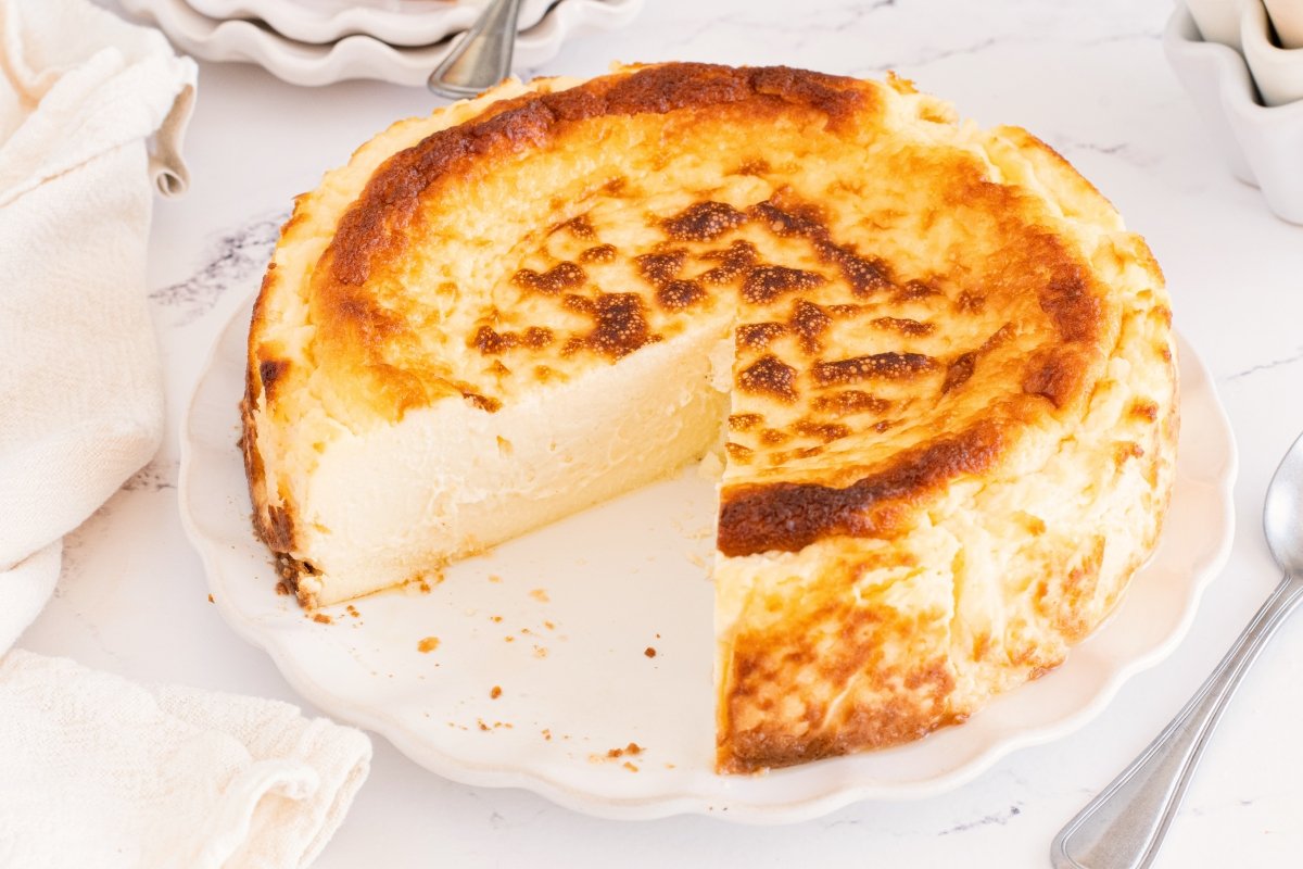 Interior de la tarta de queso sin gluten