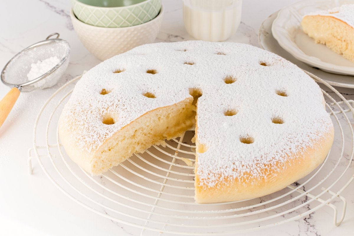 Interior de la torta de nata