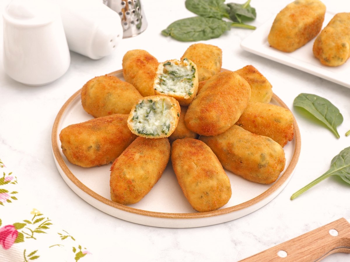 Interior de las croquetas de espinacas