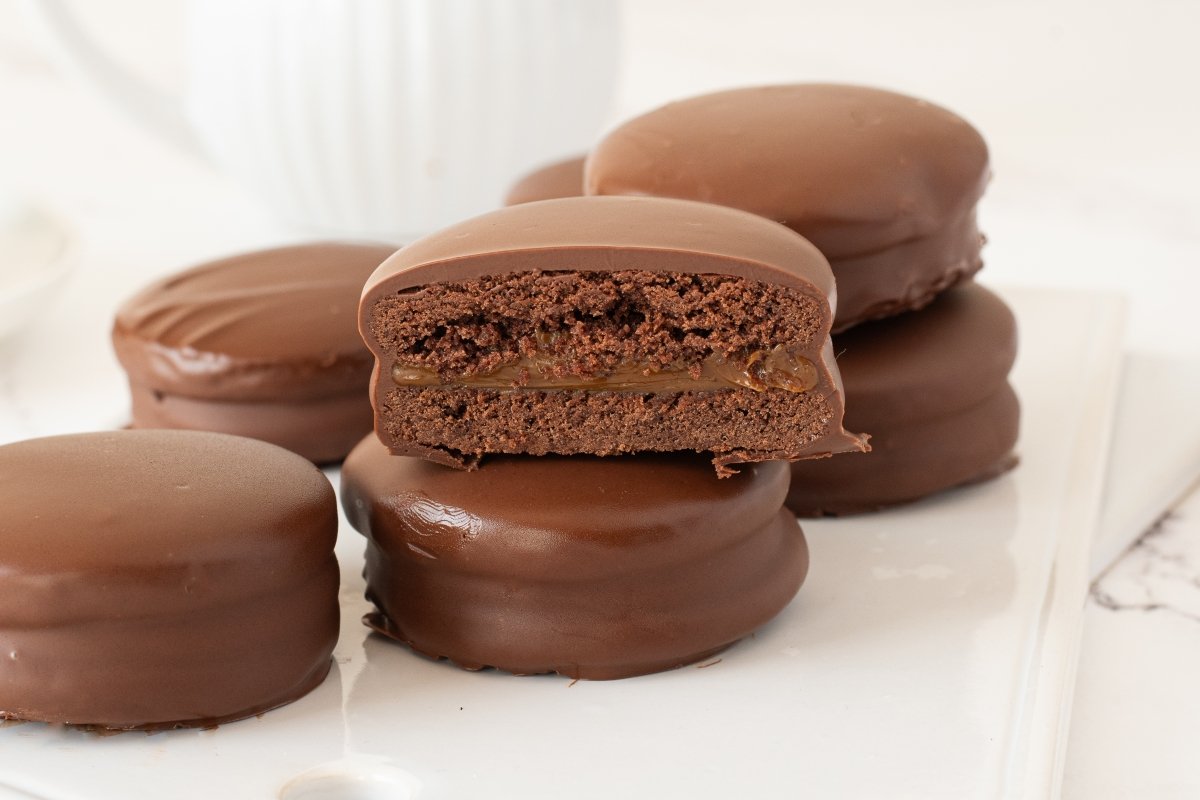 Interior de los alfajores de chocolate