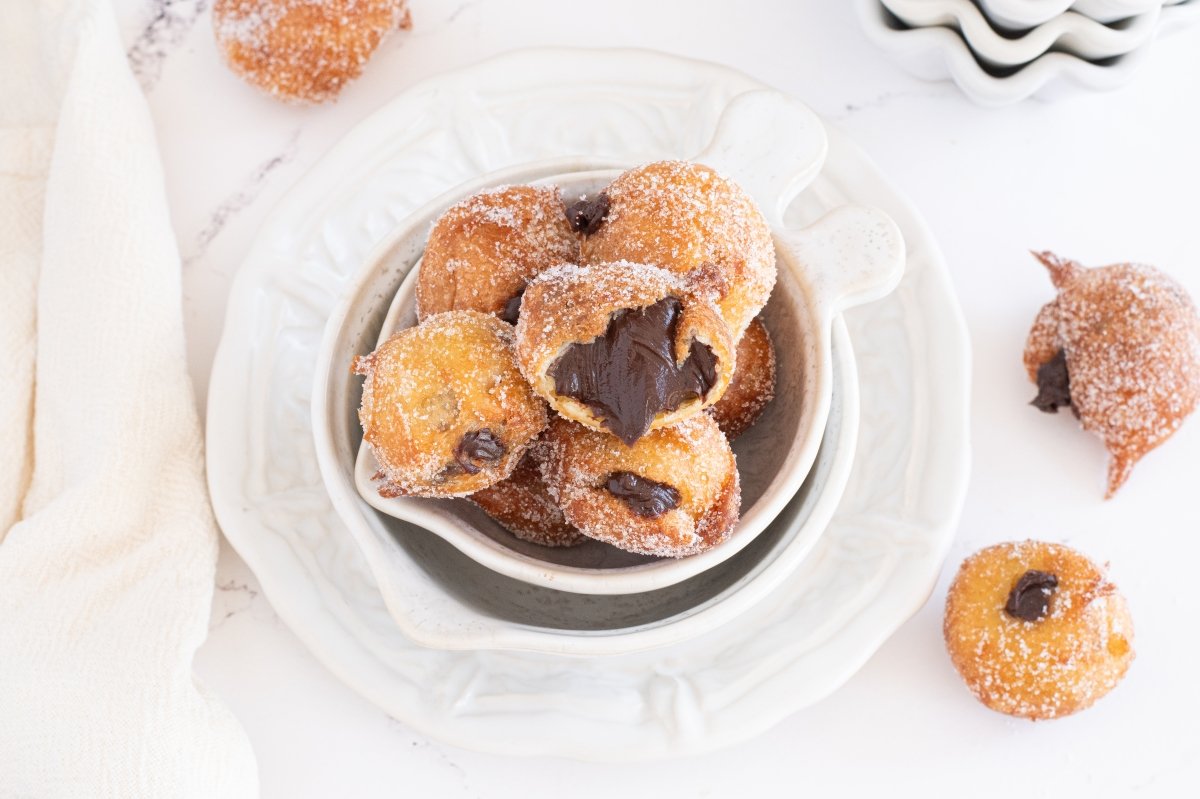 Interior de los buñuelos de chocolate