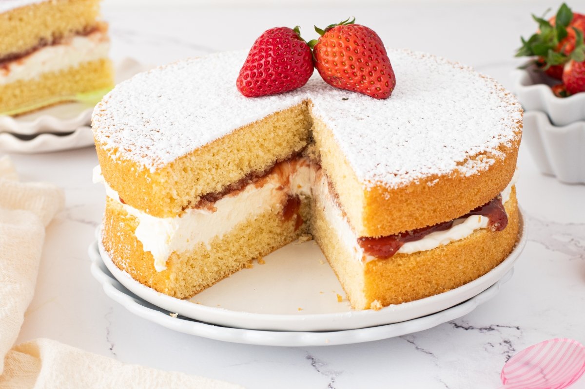 Interior del victoria sponge cake