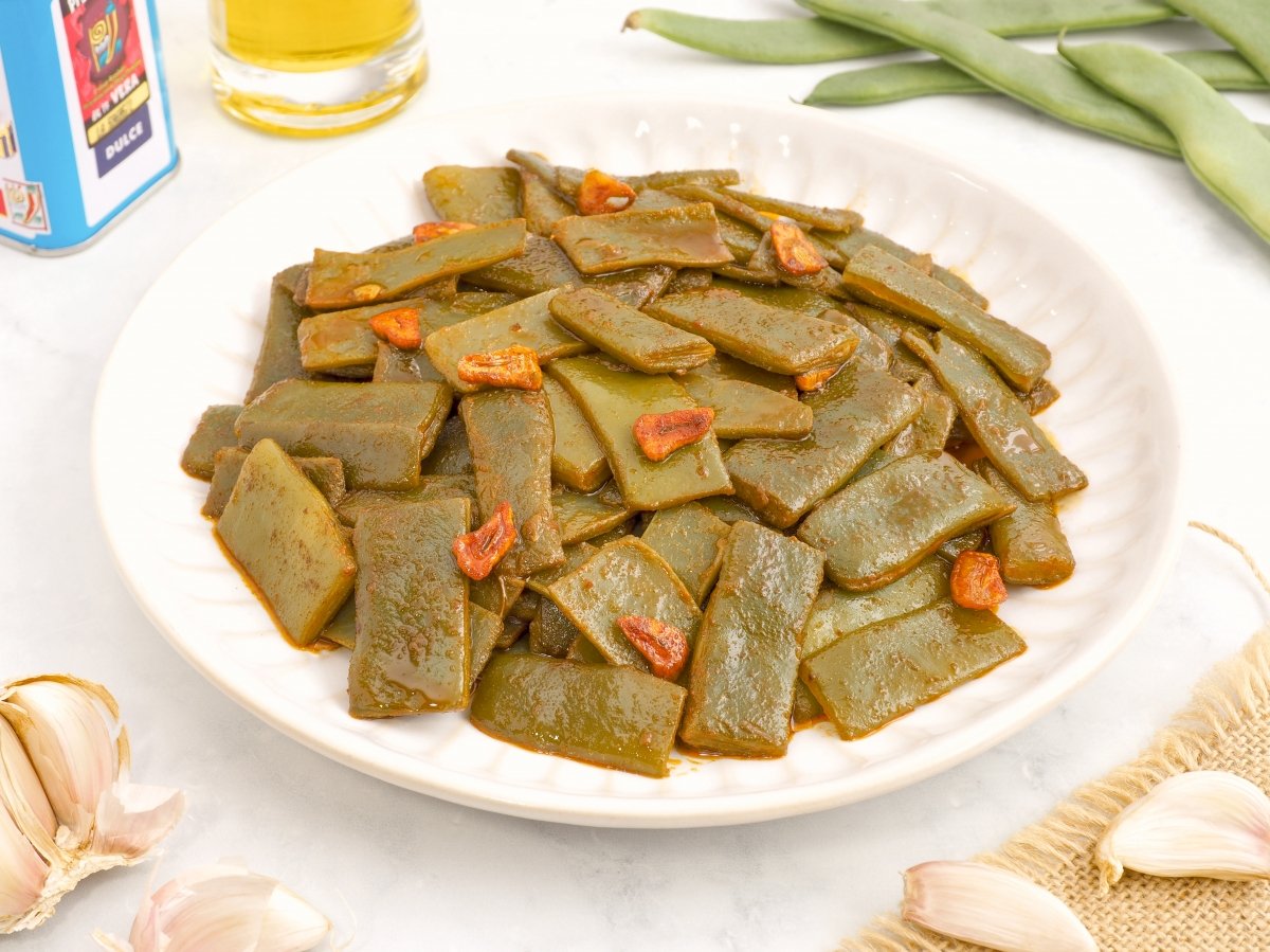 Judías verdes rehogadas listas para servir