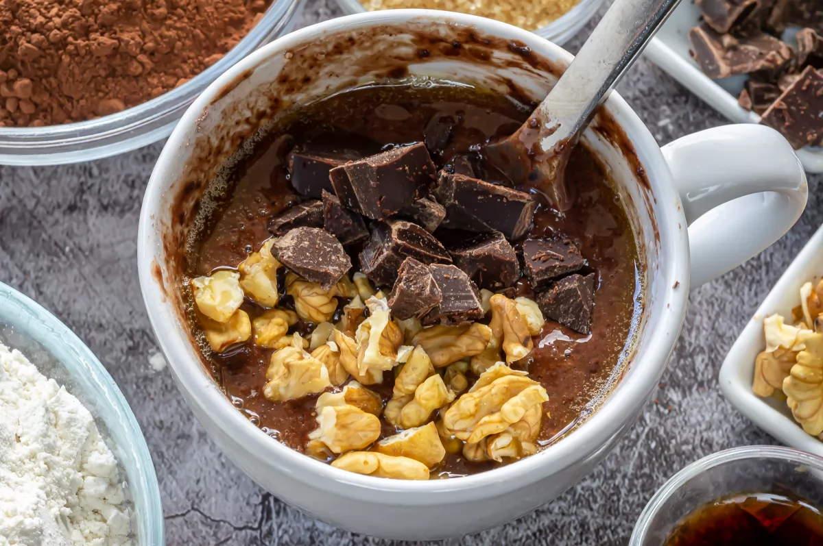 Detalles de la receta: Brownie a la taza en microondas en pocos minutos