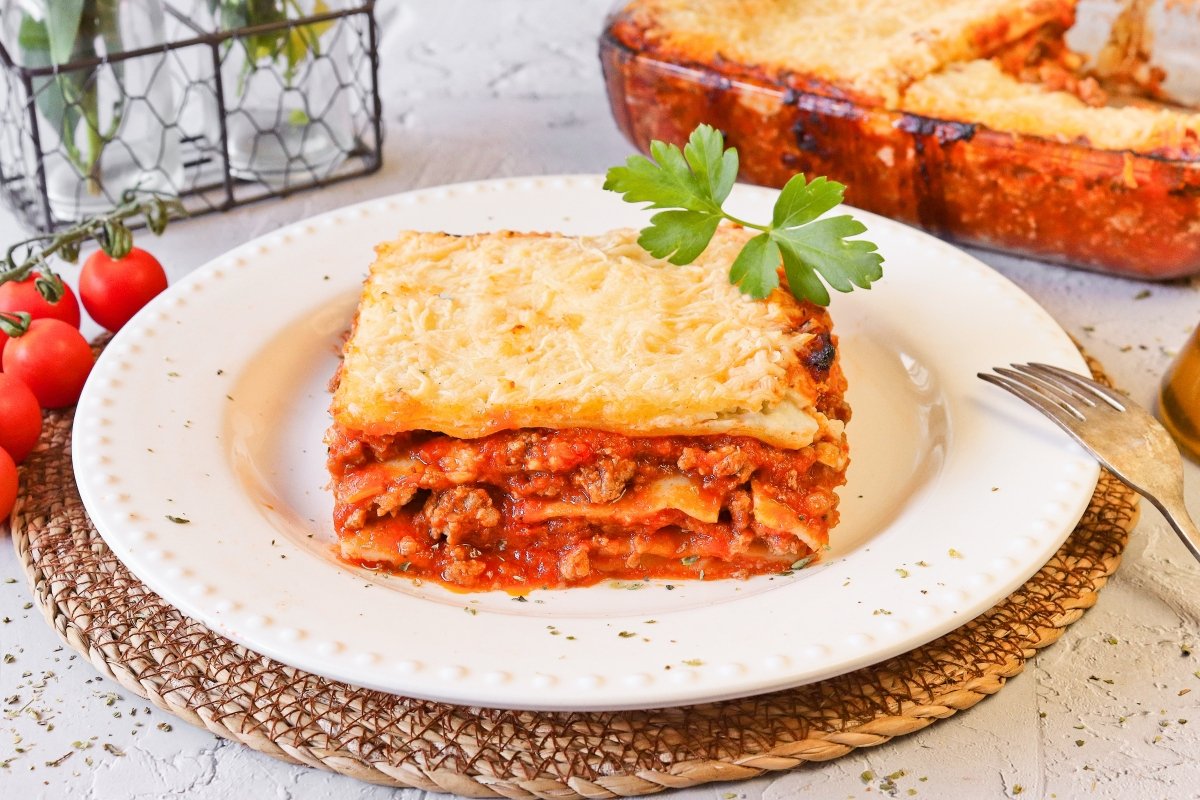 Lasaña sin gluten lista para comer
