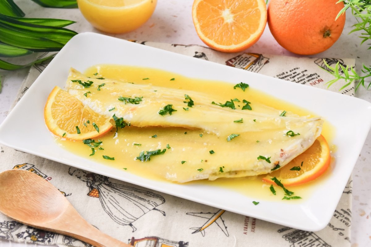 Lenguado a la naranja listo para comer