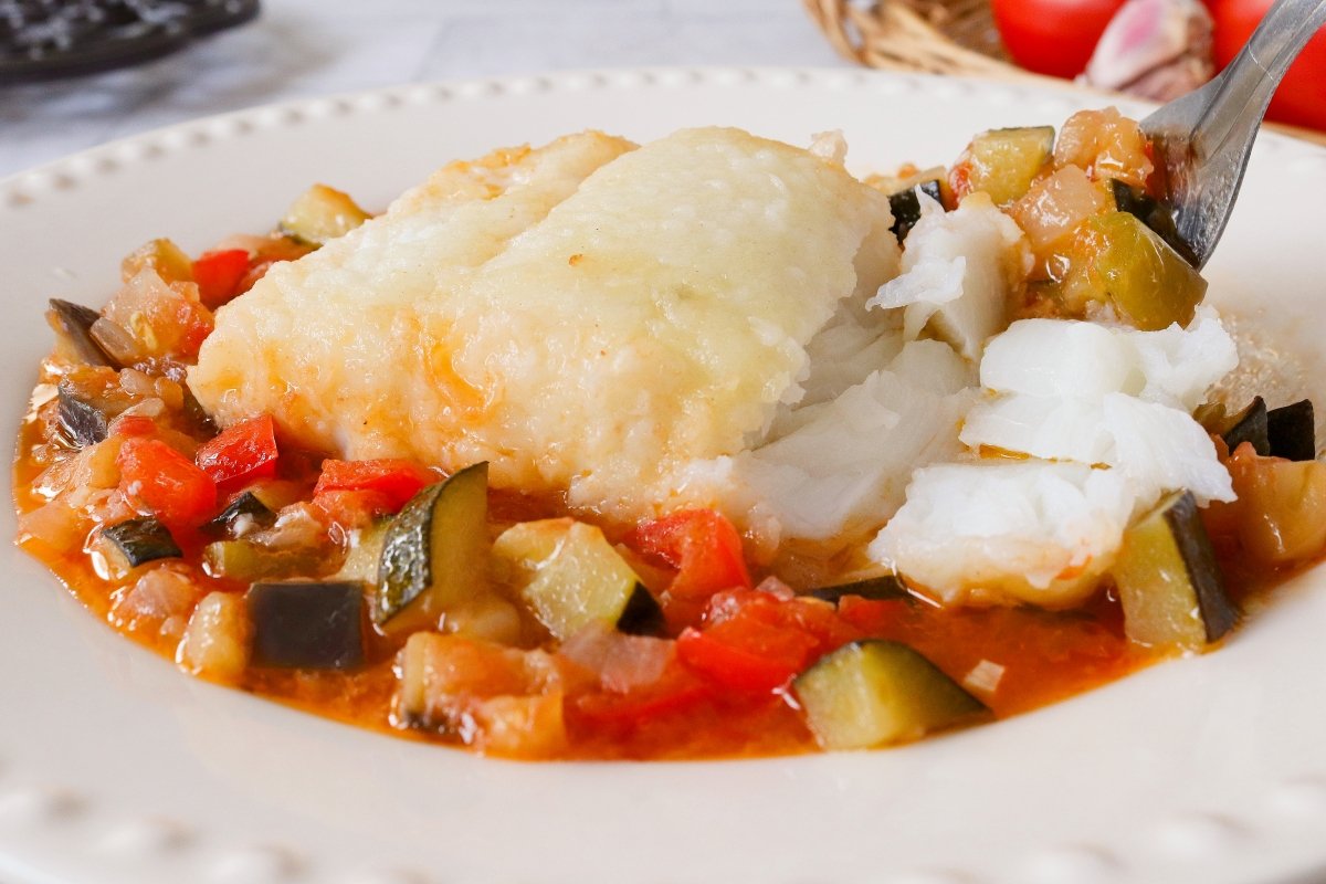 Lomo de bacalao con samfaina