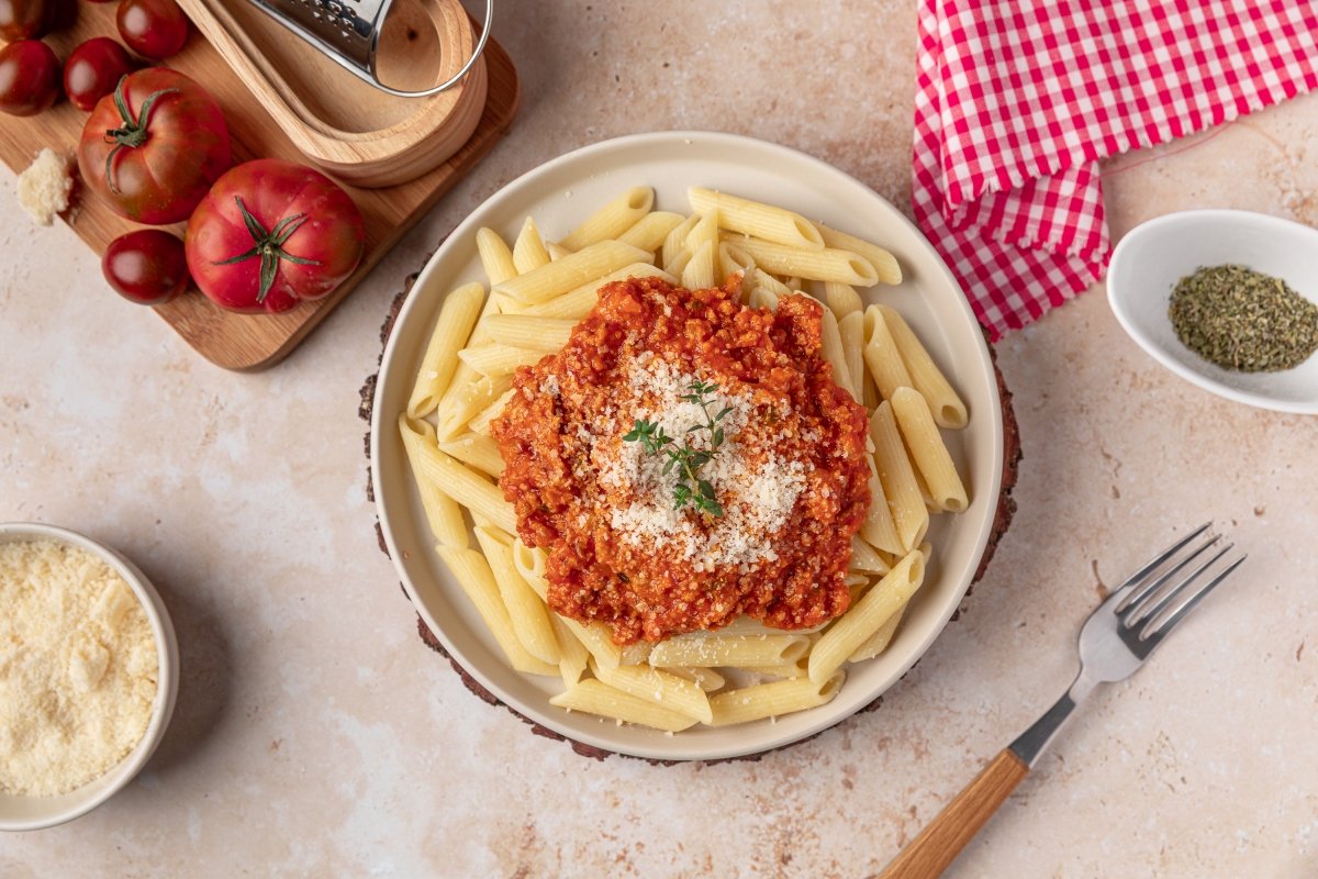 Macarrones a la boloñesa en Thermomix preparados