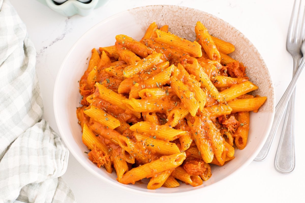 Macarrones a la mallorquina en el plato