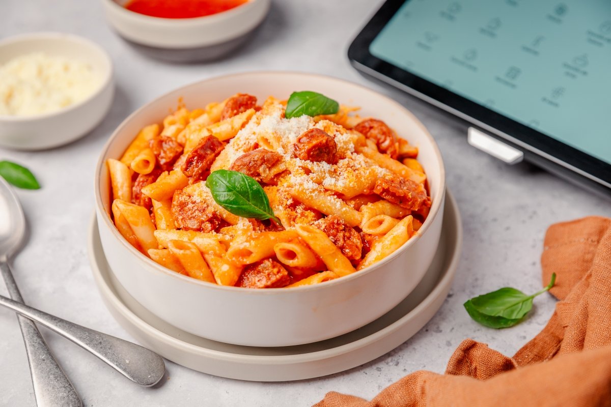 Macarrones con chorizo en Thermomix