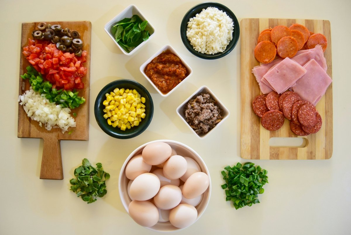 Mise en place de los ingredientes necesarios para una receta