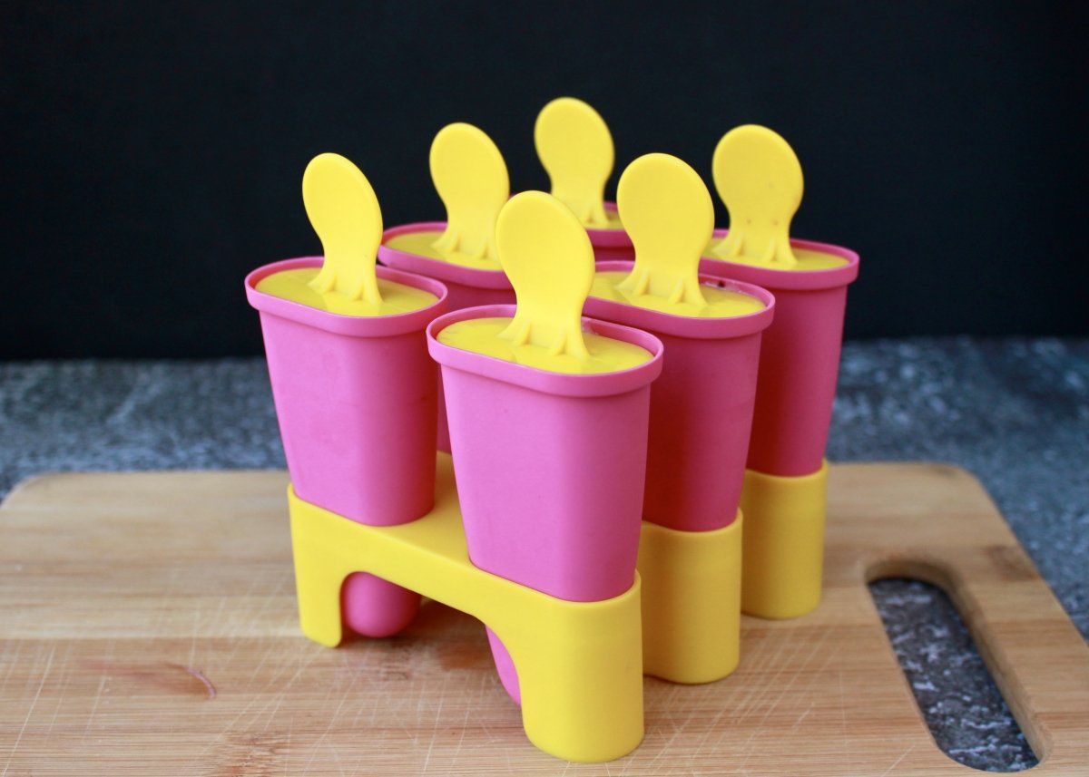 Ice cream molds filled and ready to freeze