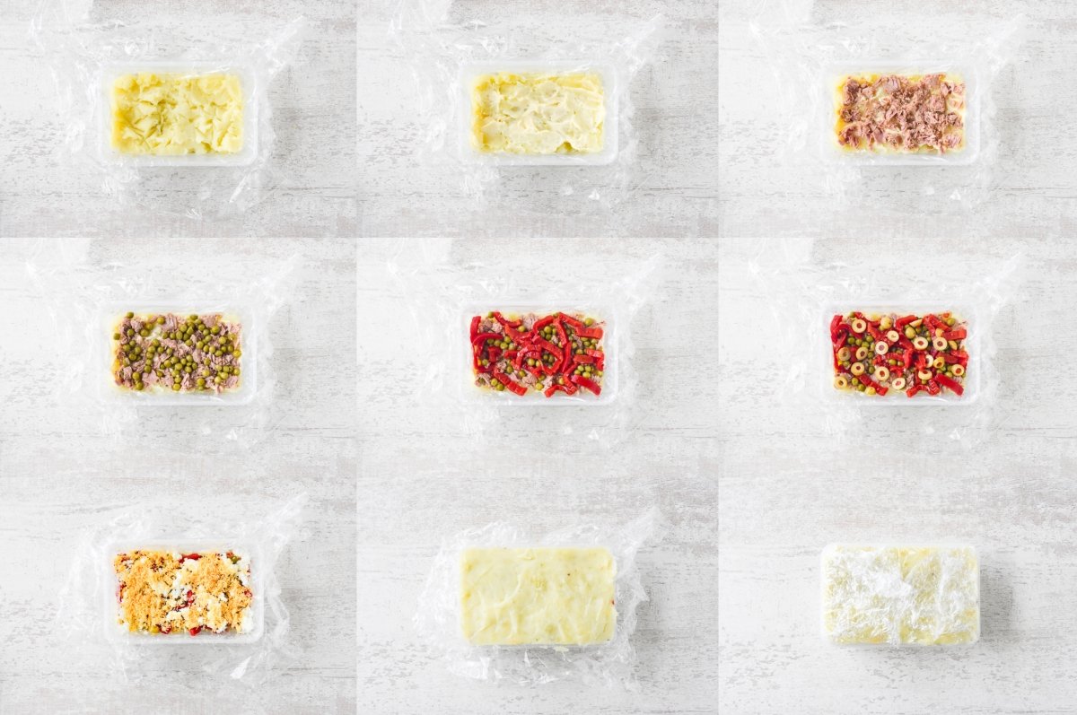 Montamos el pastel de patatas por capas