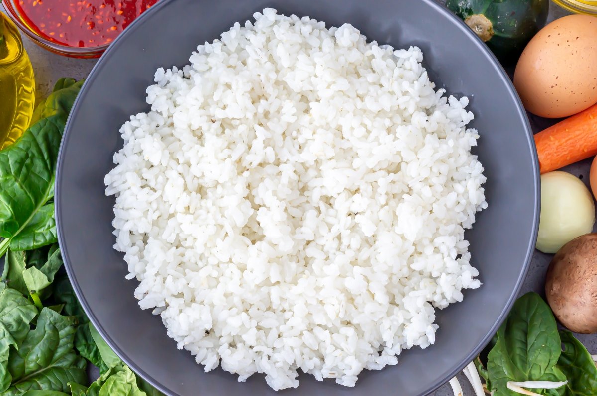 Montar el bibimbap: primero el arroz