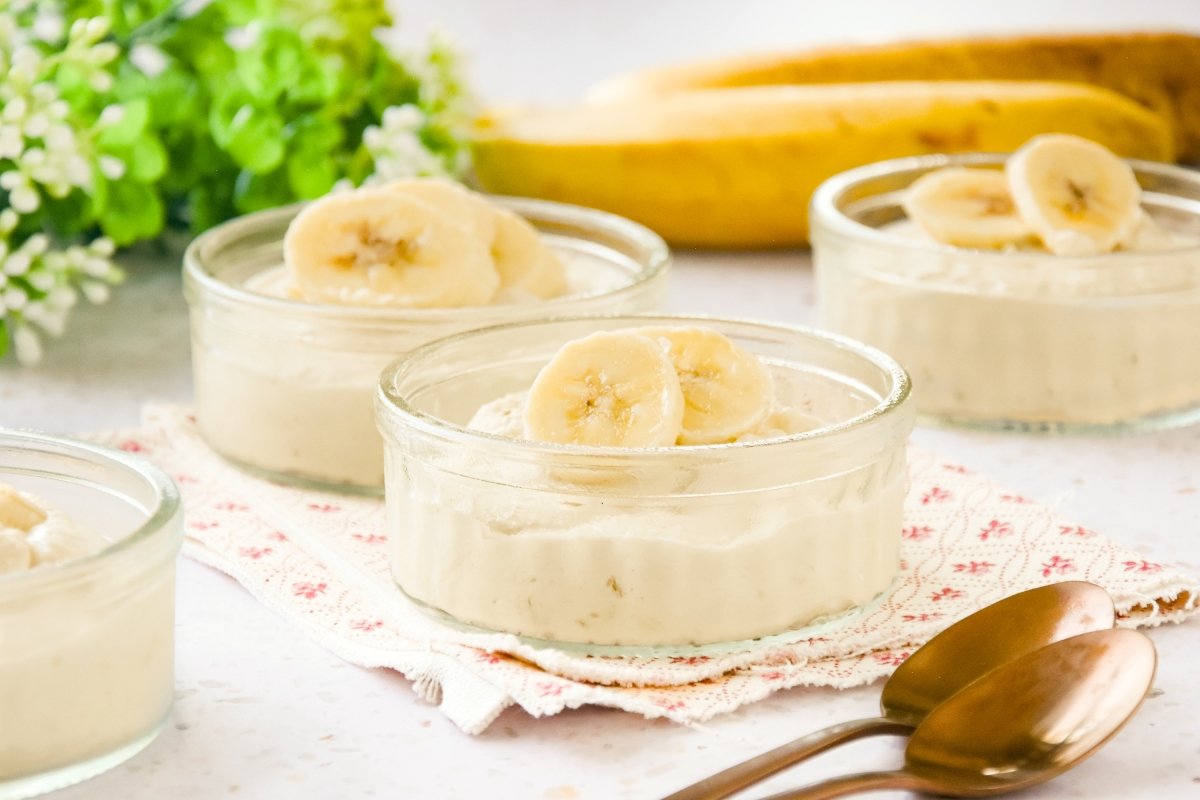 Mousse de plátano lista para comer