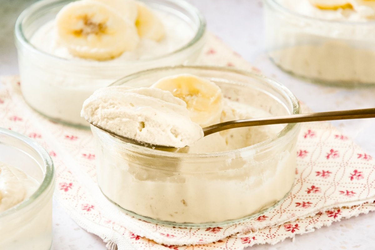Mousse de plátano mostrando la textura
