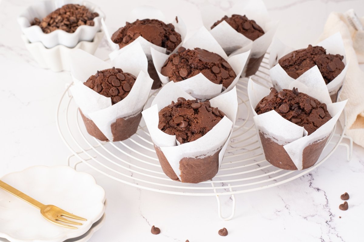Muffins de chocolate en el plato