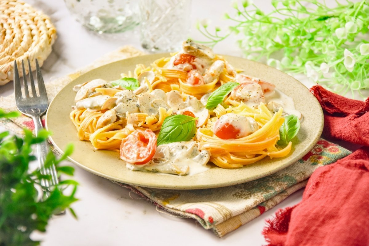 Nidos de pasta con verduras