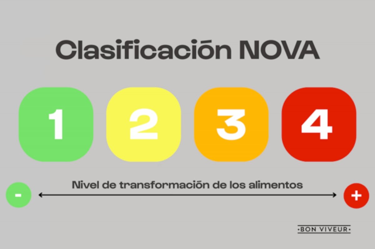 Niveles de la clasificación NOVA de alimentos según su procesamiento